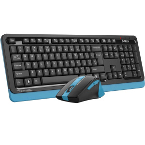 беспроводная клавиатура и мышь a4tech fstyler fg1035 черный/синий usb