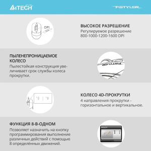 клавиатура и мышь a4 fstyler f1010 белый/серый