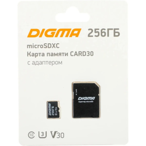 карта памяти microsd 256гб digma dgfca256a03 card10 v10 + adapter 