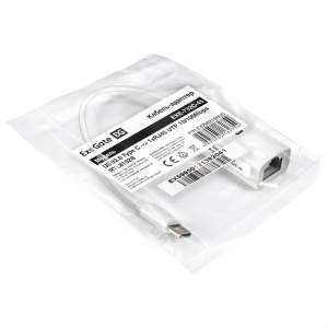 кабель-адаптер exegate exe-732c-45 (usb2.0 type c --> 1xrj45 utp 10mbps/100mbps)