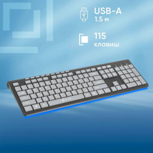клавиатура oklick 480m черный/серый usb slim multimedia