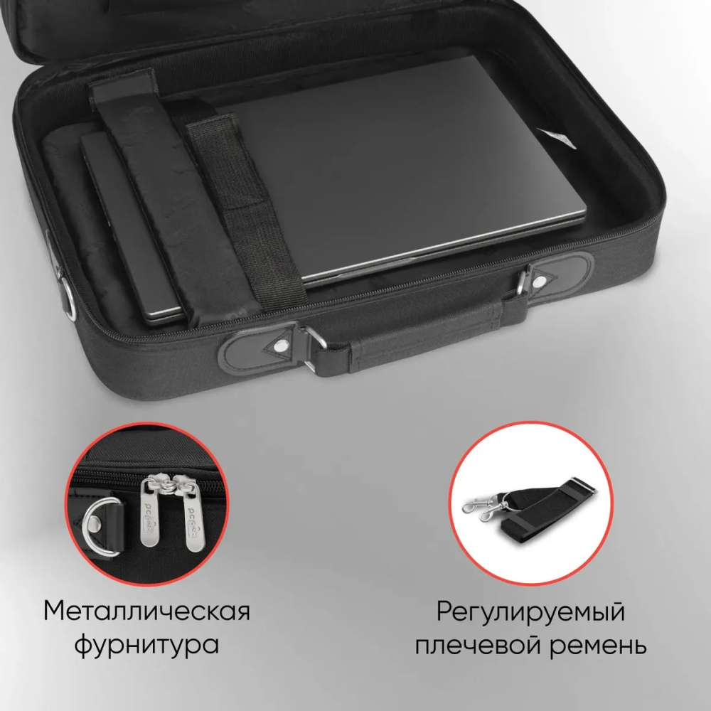 сумка для ноутбука pc pet 600d 15.6" черный красный полиэстер pcp-a3015bk