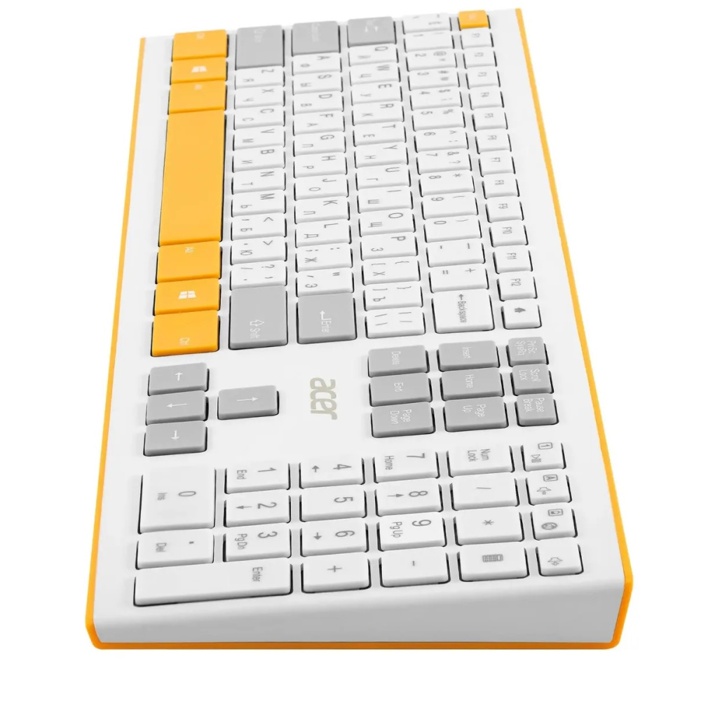 беспроводная клавиатура и мышь acer occ200 желтый/белый usb