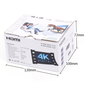 разветвитель hdmi 1=4 активный сплиттер, поддержка 2к и 4k сигнала
