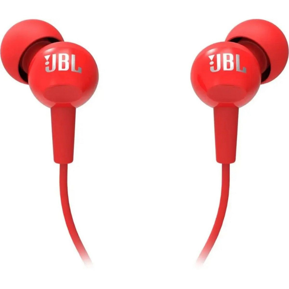 наушники jbl c100si red внутриканальные, 20 гц - 20000 гц, 16ω, проводные, кабель - 1.2 м разъем 3,5