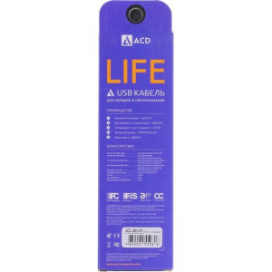 кабель acd acd-u920-m1l usb кабель acd-life microusb ~ usb-a tpe, 1м, синий 