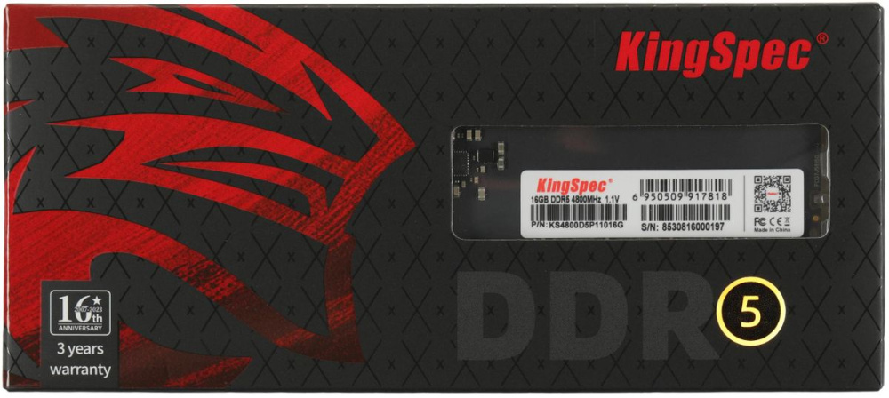 оперативная память 16гб ddr5 kingspec ks4800d5p11016g ddr5 4800mhz 