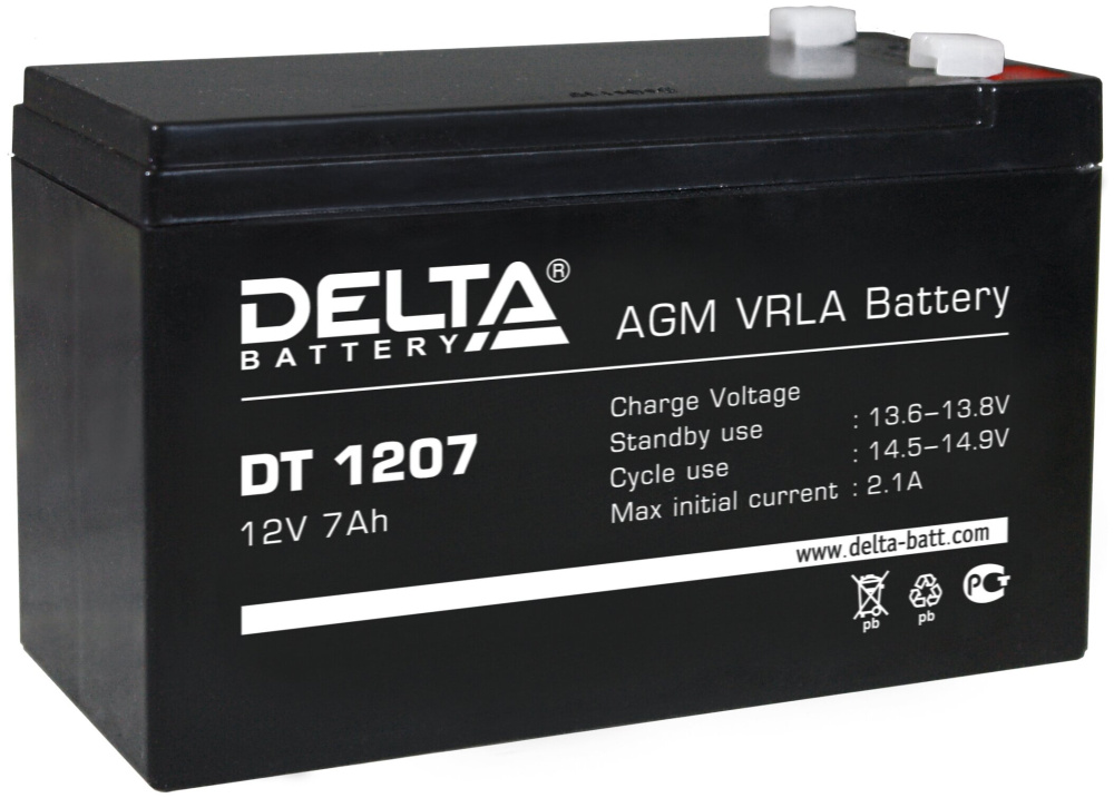 аккумулятор 12v/7ah, delta dt 1207 (151 х 94 х 65  мм)