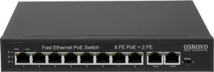 коммутатор osnovo sw-21000(120w) 120w неуправляемый 10 портовый 2хsfp + 8xpoe