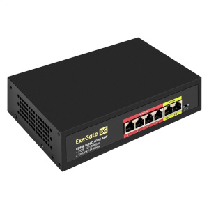 коммутатор неуправляемый exegate edes-1006d.4poe-48w (6-портовый utp 10/100 base-tx: 4 порта 802.3af