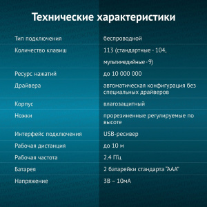 клавиатура беспроводная оклик k225w черный usb  multimedia (1875232)