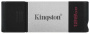 флешка usb 128гб kingston dt80/128gb usb3.0 черный type-c