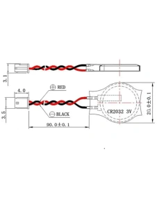 батарейка литиевая cr2032 3v с кабелем / проводом и коннектором 2pin cmos bios 2032