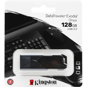 флешка usb 128гб kingston datatraveler exodia onyx dtxon/128gb usb3.2 черный