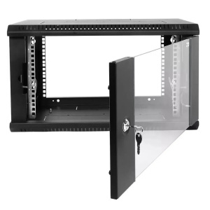 шкаф настенный цмо шрн-эконом (шрн-э-6.350.1-9005) 6u 600x350мм пер.дв.стал.лист 85кг черный 300мм 1