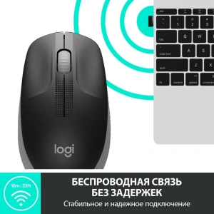 беспроводная мышка logitech m190 910-005906 черный/серый 1000dpi полноразмерная