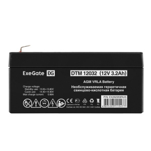 аккумулятор 12v/3.2ah exegate dtm 12032-f1 (12v 3.2ah, клеммы f1)