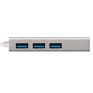 кабель-адаптер exegate exe-77u3t-45 (usb3.0 --> 3xusb3.0 + 1xrj45 utp 1000mbps rtl8153, корпус алюми