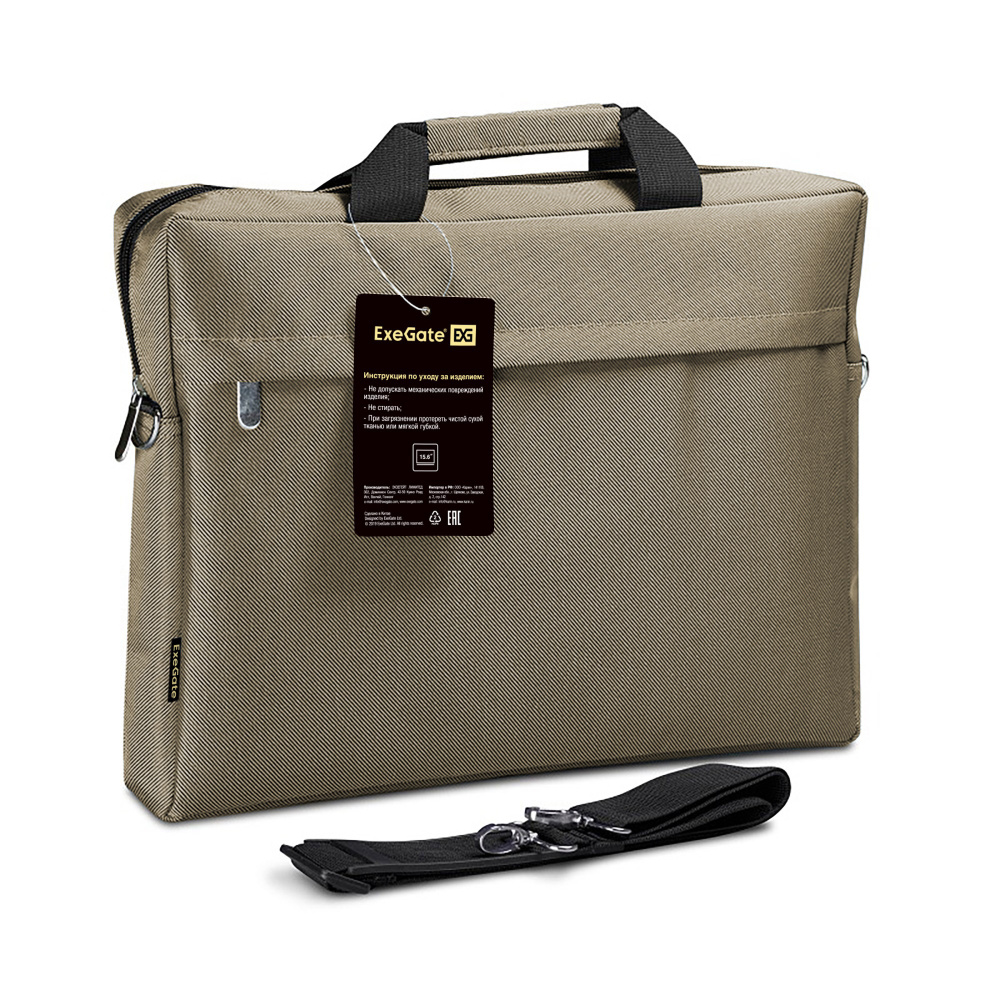 сумка для ноутбука 15" exegate start s15 beige, бежевая, полиэстер, для ноутбуков до 15.6"