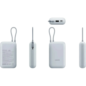 внешний аккумулятор xiaomi power bank 10000mah (встроенный кабель) ледяной синий gl