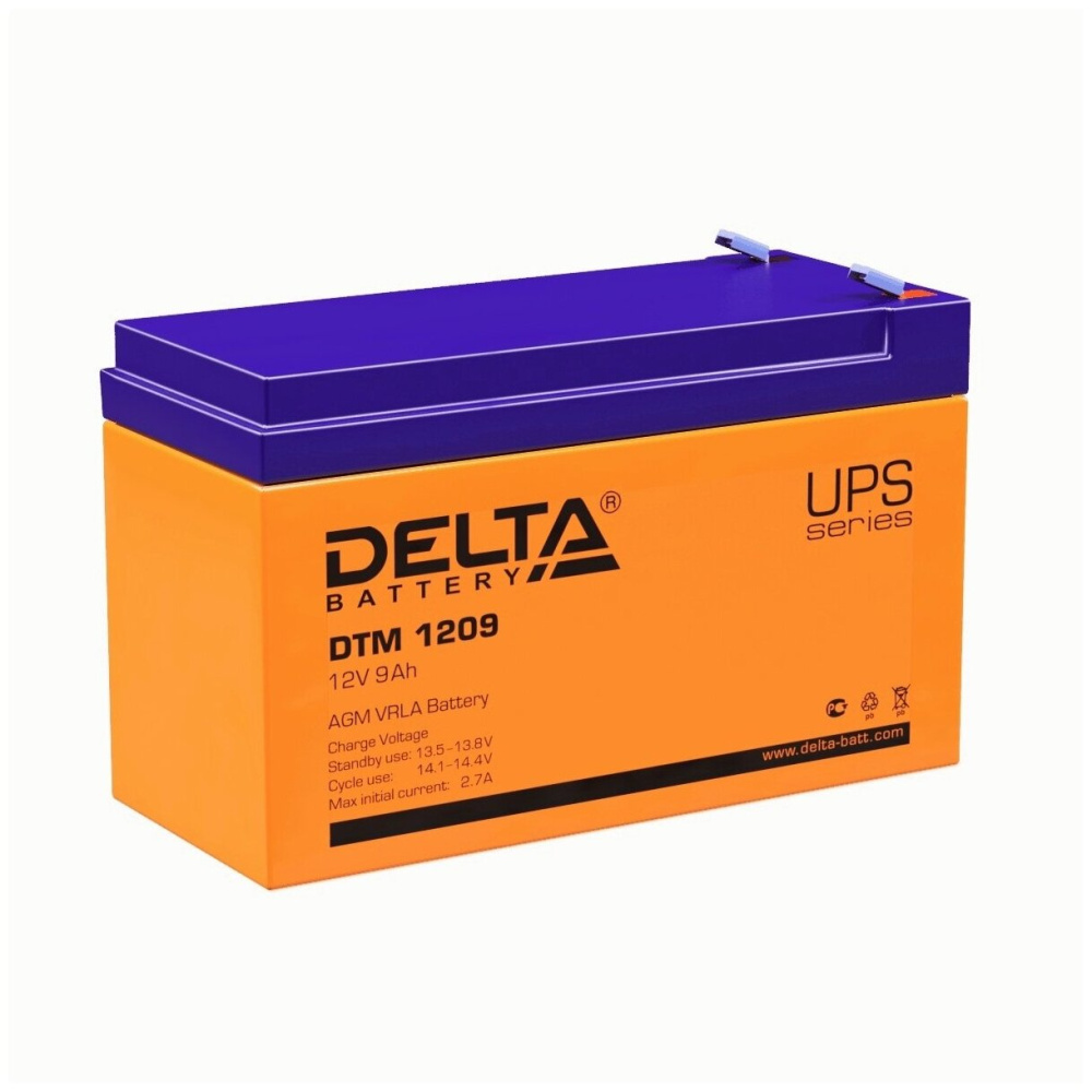 аккумулятор 12v/9ah, delta dtm 1209 12в 9ач 