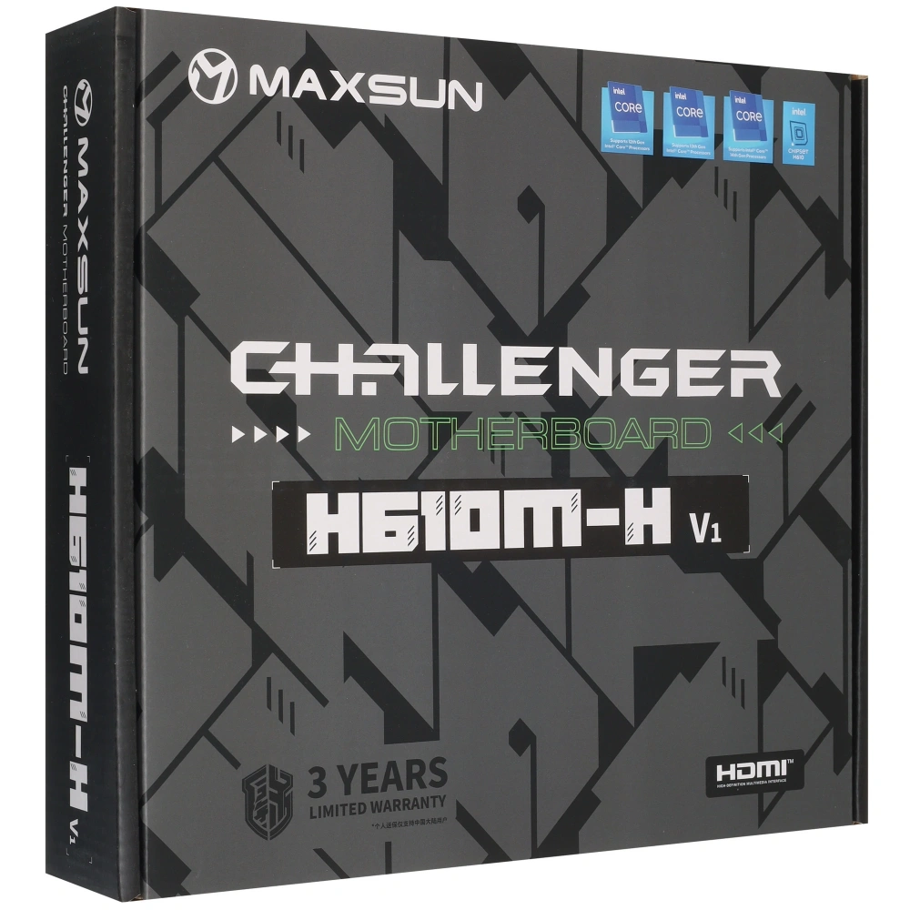 материнская плата maxsun ms-challenger h610m-h v1 h610, lga1700, 2*ddr4, 1*pciex16, 1*pciex1, 1*m.2,