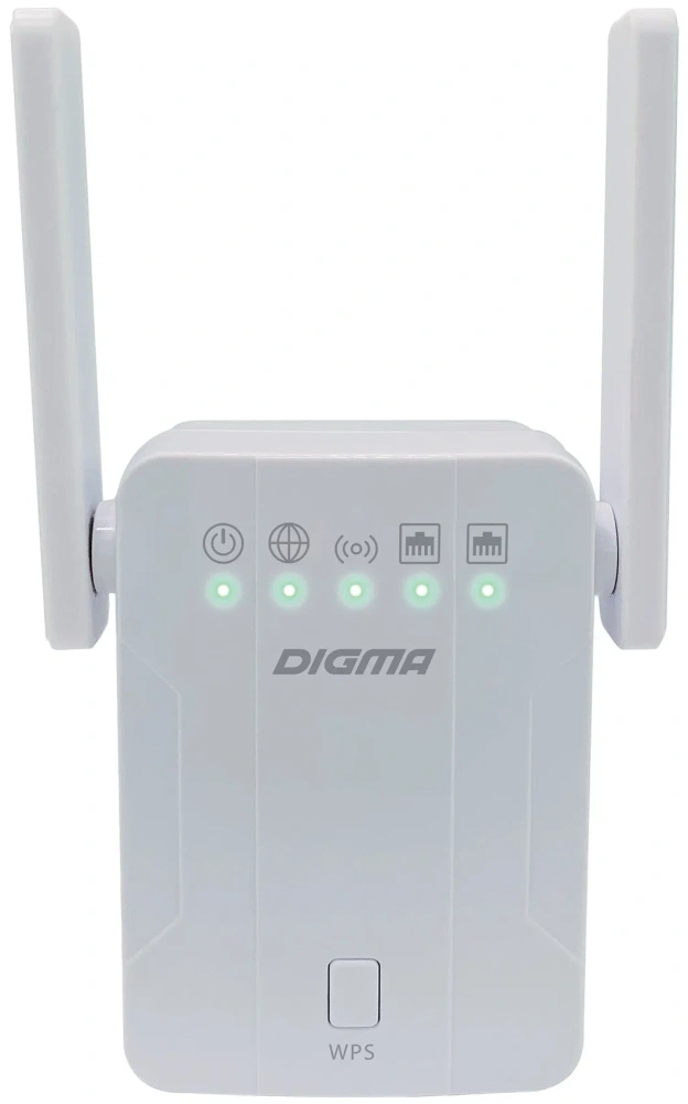 усилитель сигнала digma d-wr300 n300 1x100 мбит/с, wi-fi 802.11 2.4 ггц, 300 мбит/с