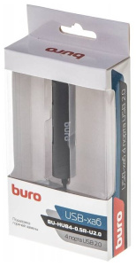 4 портовый хаб buro bu-hub4-0.5r-u2.0  4порт. черный