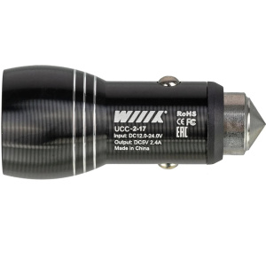 автомобильное зарядное устройство wiiix ucc-2-17b 12w 2.4a+1a 2xusb универсальное черный