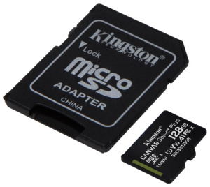 карта памяти microsd 128гб kingston sdcs2/128gb canvas select plus + adapter