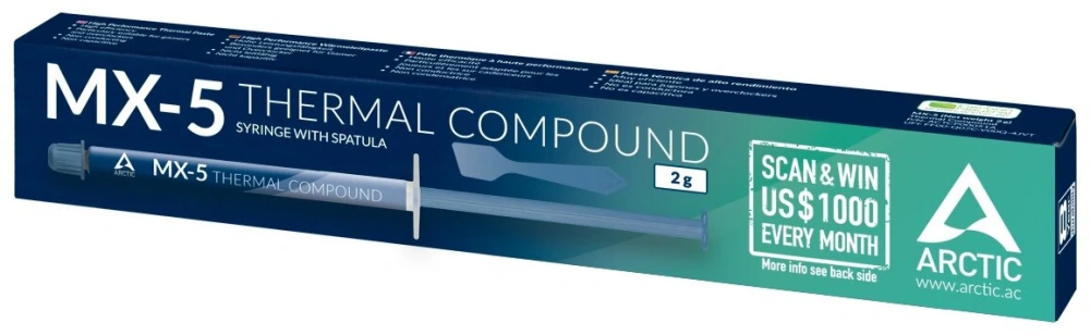 термопаста arctic mx-5 thermal compound 2-gramm  (actcp00043a)