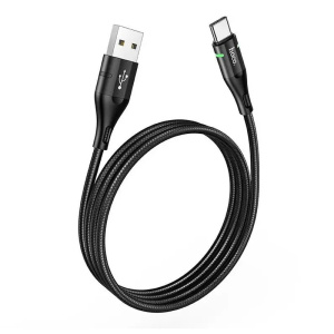кабель hoco u93 shadow type-c usb (m)-usb type-c (m) 1.2м черный коробка до 3a