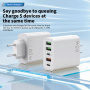 зарядное устройство универсальное 3u+2pd 3x usb + 2x type-c 65w pd20+pd15+2x 3.1a + qc 3.0
