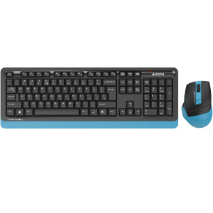 беспроводная клавиатура и мышь a4tech fstyler fg1035 черный/синий usb