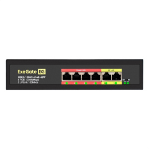 коммутатор неуправляемый exegate edes-1006d.4poe-48w (6-портовый utp 10/100 base-tx: 4 порта 802.3af