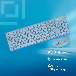 беспроводная клавиатура и мышь oklick s265w клав:голубой мышь:голубой usb bluetooth/радио multimedia