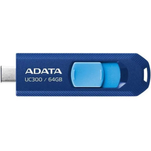 память флеш 64гб a-data uc300 acho-uc300-64g-rnb/bu type-c синий/голубой